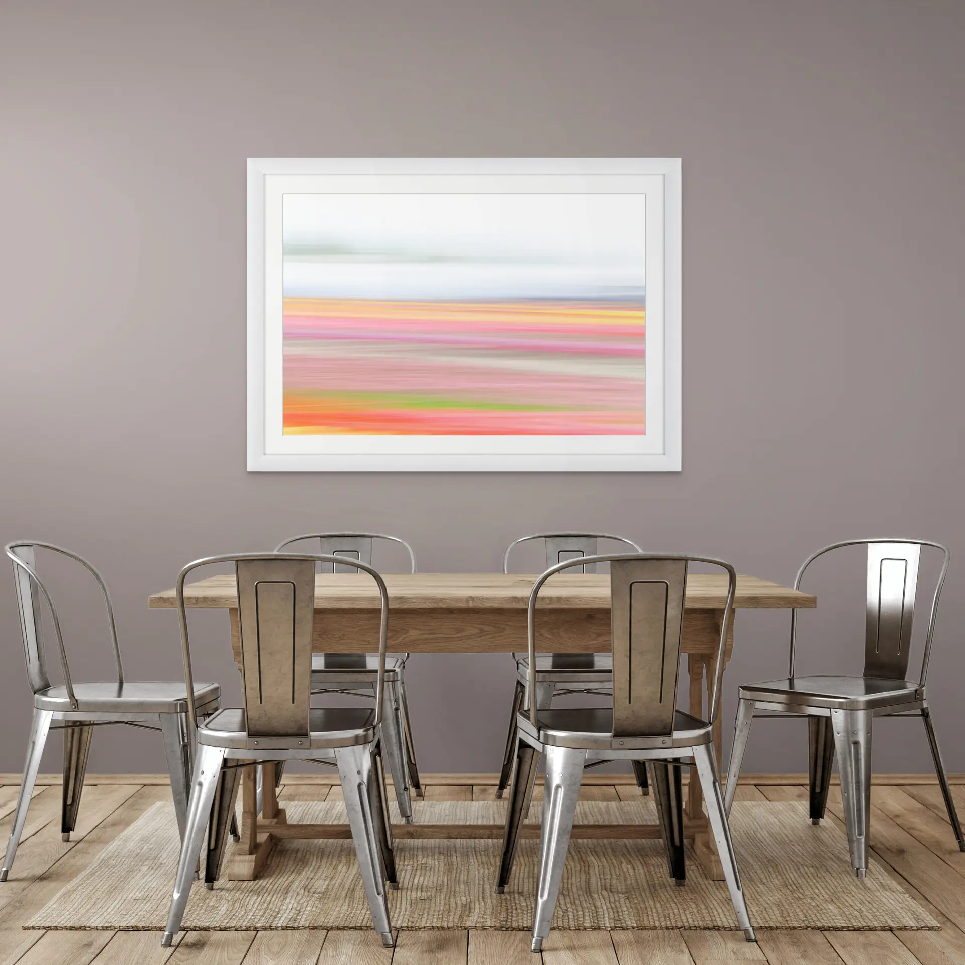 Modern Landscape fine art photography print in situ — melissa anne Pacific Northwest tulip field abstract art