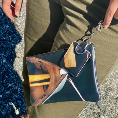 Modern Nautical Leather Wristlet